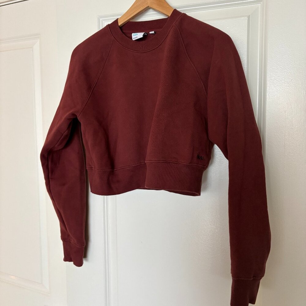 Aritzia Maroon/Brown Cozy Fleece Cropped Crew Sweatshirt
